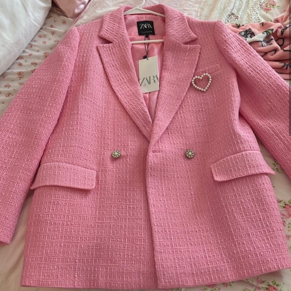ZARA Pink Tweed Blazer and Skort Set